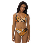 Recycled High-Waisted Bikini Orange Modern Tropical