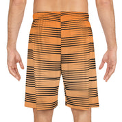 Orange Stripe Basketball Shorts (AOP)