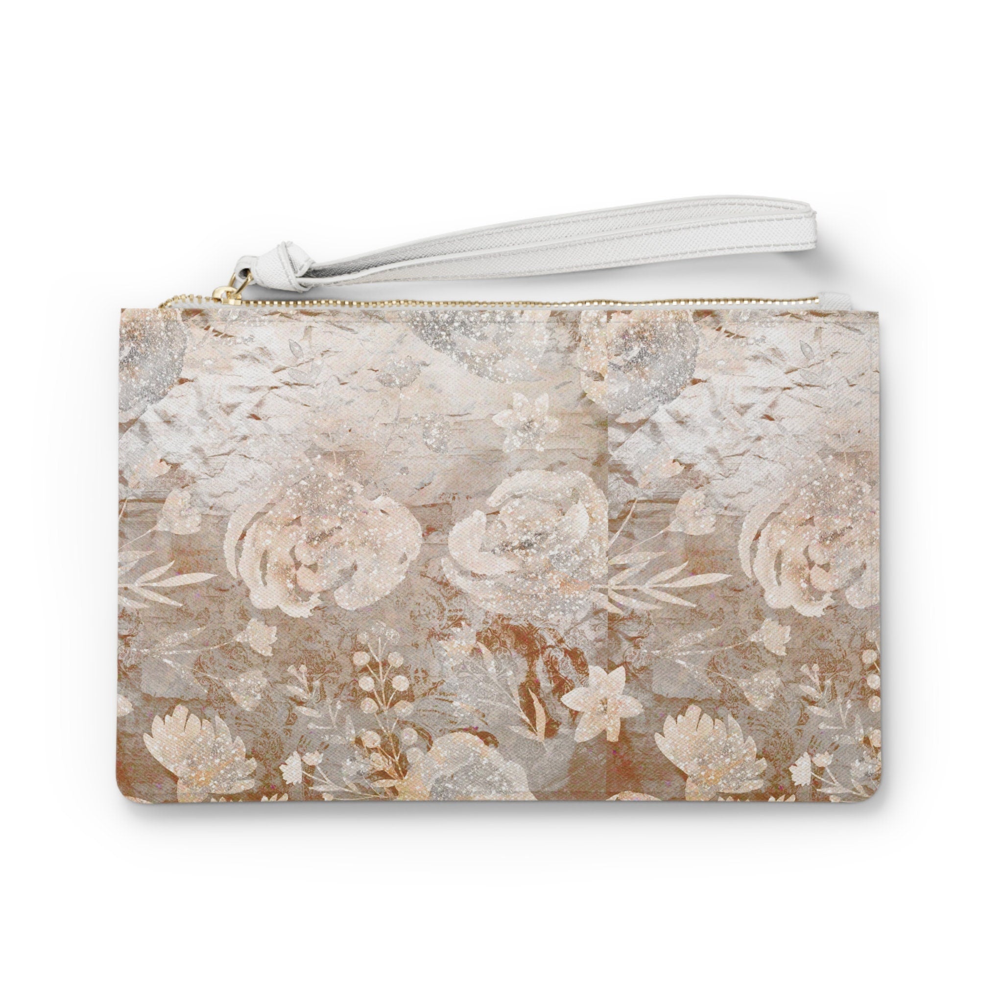 Beautiful Vegan Leather Vintage Floral Clutch Bag