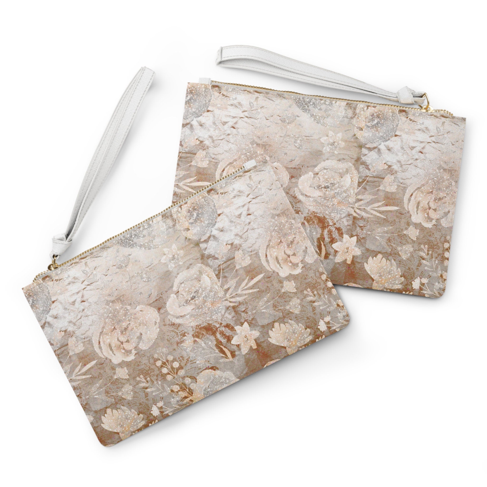 Beautiful Vegan Leather Vintage Floral Clutch Bag